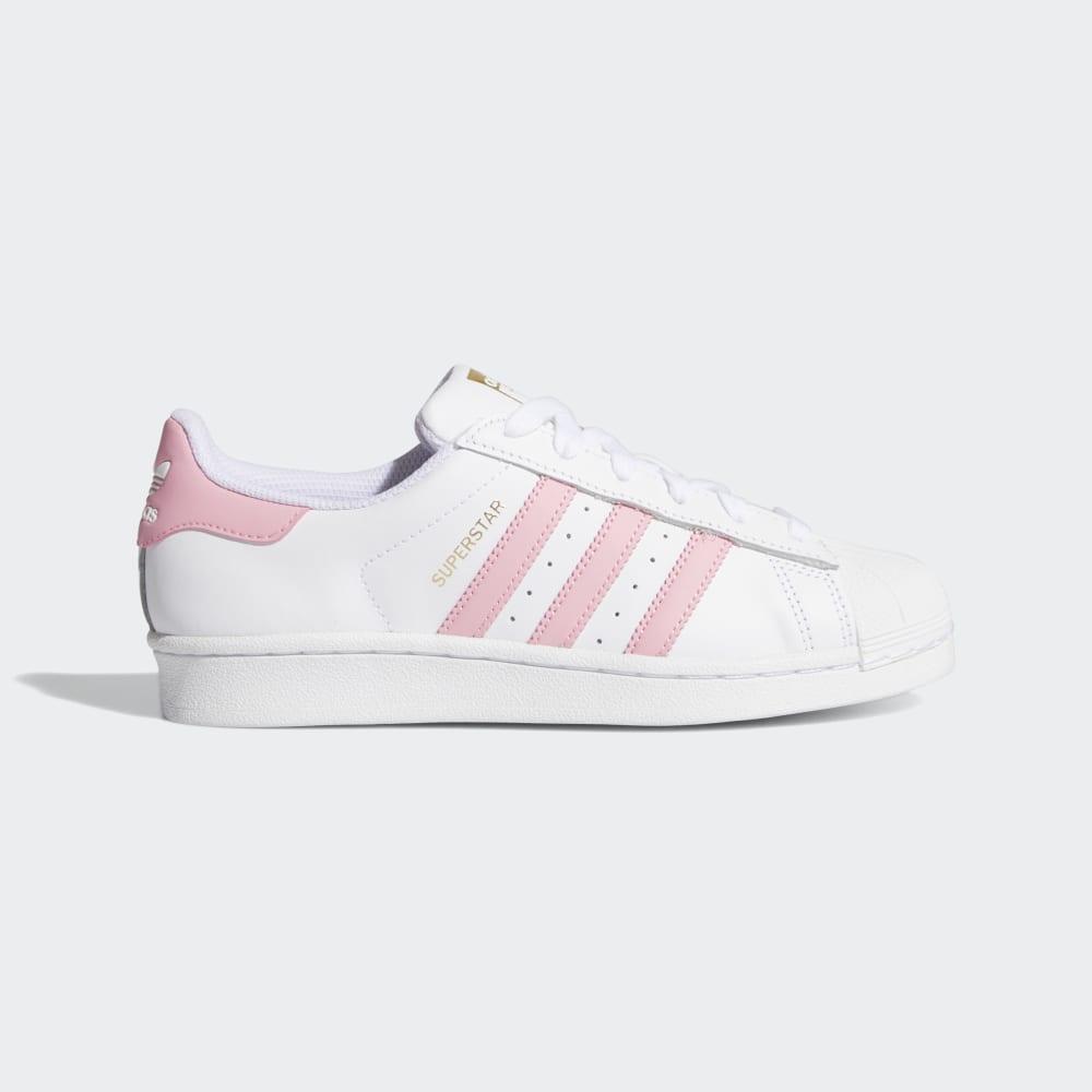 Adidas Boys' Superstar Shell Toe Originals Shoes White/Light Pink/Gold Metal Ireland S81019